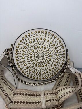 Michael Kors Delancey Medium Studded Leather Canteen Crossbody Bag